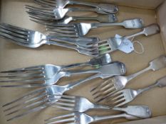 FIFTEEN PLATED FIDDLE PATTERN FORKS.