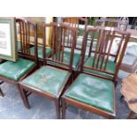 A SET OF EIGHT EARLY 20th.C. MAHOGANY DINING CHAIRS.