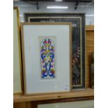 AFTER HENRI MATISSE. A PRINT OF A STAINED GLASS WINDOW DESIGN, 35 x 14cms. TOGETHER WITH AN