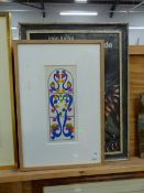 AFTER HENRI MATISSE. A PRINT OF A STAINED GLASS WINDOW DESIGN, 35 x 14cms. TOGETHER WITH AN