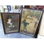 TWO VINTAGE PEARS TYPE PRINTS, MOUNTED IN OAK FRAMES. LARGEST 94 x 57cms (2).