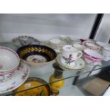 A QUANTITY OF EARLY ENGLISH CABINET CUPS AND SAUCERS.