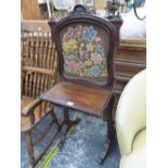 AN EARLY 19th.C. FRUITWOOD AND INLAID SCREEN WITH FOLDING WRITING SLOPE.