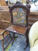 AN EARLY 19th.C. FRUITWOOD AND INLAID SCREEN WITH FOLDING WRITING SLOPE.