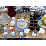 A QUANTITY OF DECORATIVE CHINA AND GLASSAWARES, INC. A WEDGWOOD PART DINNER SERVICE, SARAH'S GARDEN.