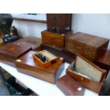 A COLLECTION OF VICTORIAN AND LATER WORK BOXES ETC.