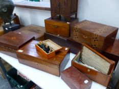 A COLLECTION OF VICTORIAN AND LATER WORK BOXES ETC.