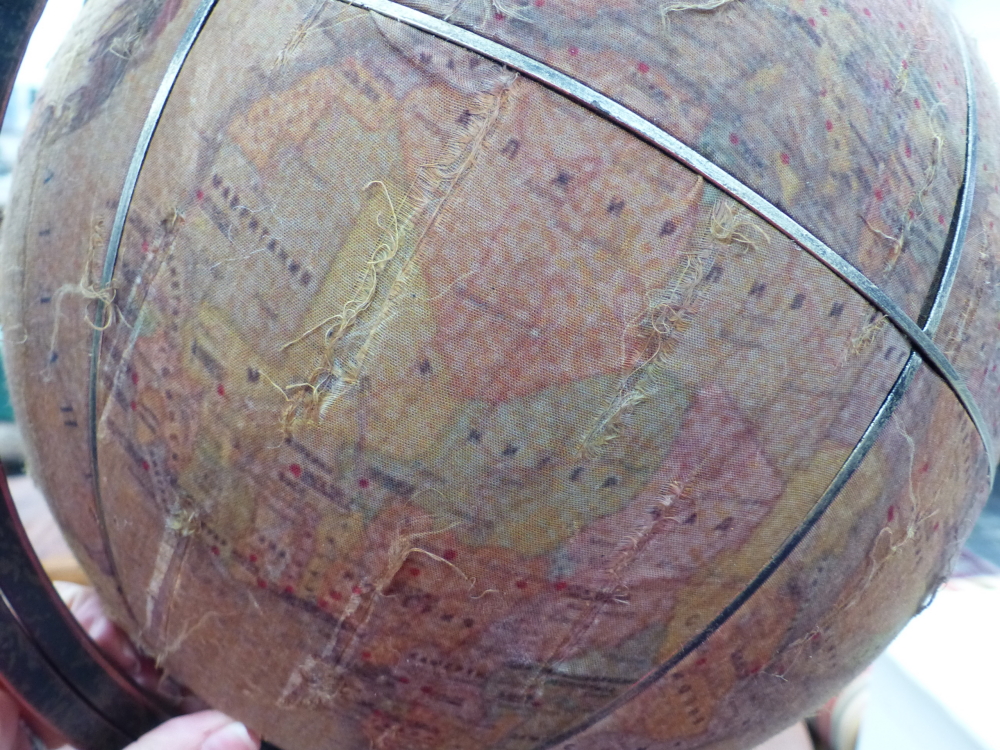 A PRINTED CLOTH GLOBE ON METAL STAND. - Image 15 of 20