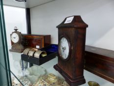 A ROSEWOOD GLOVE BOX, A SIMILAR BURR WOOD BOX, THREE HALLMARKED SILVER NAPKIN RINGS AND TWO MODERN