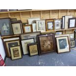 A LARGE GROUP OF ANTIQUE AND LATER FRAMED PRINTS, INCLUDING PORTRAITS, BOTANICAL SUBJECTS,