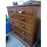 A VICTORIAN MAHOGANY LARGE CHEST OF TWO SHORT, FOUR LONG GRADUATED DRAWERS