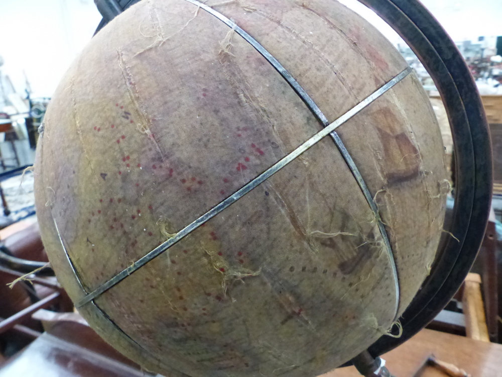 A PRINTED CLOTH GLOBE ON METAL STAND. - Image 3 of 20