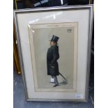 FOUR VANITY FAIR VINTAGE COLOUR PRINTS OF STATESMEN, TOGETHER WITH OTHER LATER PRINTS, ETC., SIZES