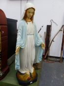 A LARGE FIGURE OF THE VIRGIN MARY, 125cm.