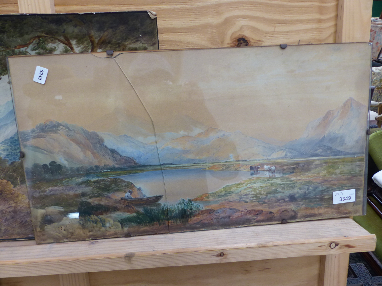 19th.C.CONTINENTAL SCHOOL. TWO MOUNTAIN LANDSCAPES, WATERCOLOURS, UNFRAMED. 33 x 51cms. TOGETHER - Bild 4 aus 8