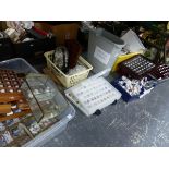 A LARGE EXTENSIVE COLLECTION OF PORCELAIN THIMBLES, STANDS, DISPLAY CASES, ETC.