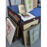 A SMALL COLLECTION OF VINTAGE POSTCARDS, A SOUTH AMERICAN OIL PAINTING, A SMALL STUDY OF A FIELD