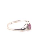 14kt WHITE WHITE GOLD STAMPED PINK GEMSET AND DIAMOND RING. THE PINK GEMSTONE IN A MARQUISE CUT