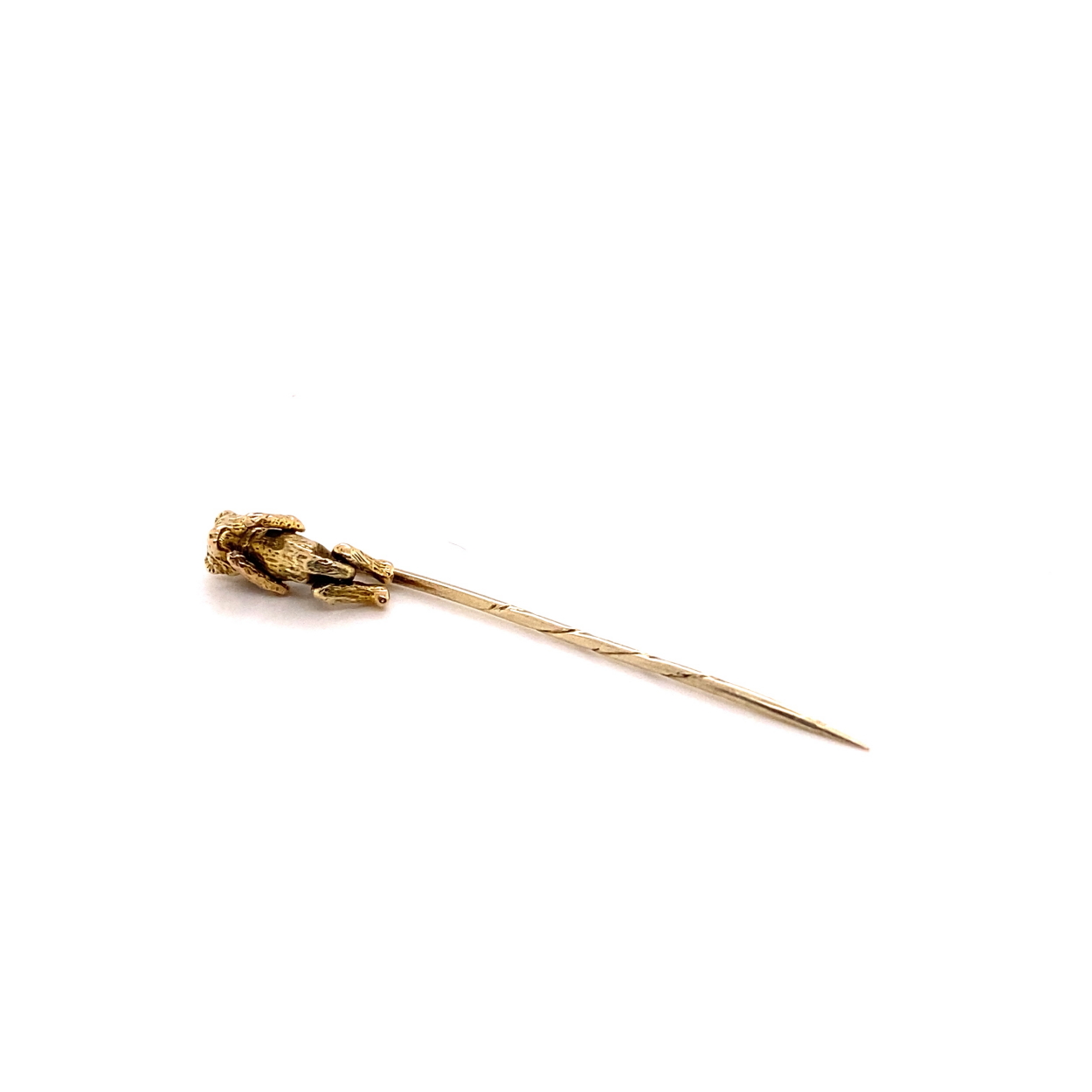 A REMODELLED ARTICULATED BEAR STICK PIN. THE BEAR ORIGINALLY A 9ct GOLD CHARM, MOST OF THE - Image 2 of 2