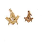 TWO VINTAGE MASONIC 9ct YELLOW GOLD CHARMS. GROSS WEIGHT 4.5grms.