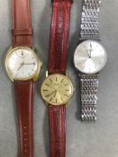 THREE GENTLEMAN'S WRISTWATCHES, TWO LONGINES AND A ROTARY EXAMPLE. THE VINTAGE MANUAL LONGINES