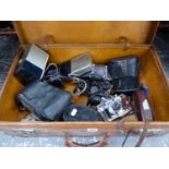 TWO CAMERAS TO INCLUDE MAMIYA C3, AND VARIOUS AND A VOIGHTLANDER, CONTAINED IN A LEATHER SUITCASE.