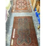 TWO ANTIQUE PERSSIAN RUGS 117 X 80 CM & 143 X 108 CM