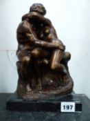 A BRONZE FIGURE GROUP, THE KISS.