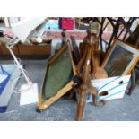 A VICTORIAN WALNUT POLE SCREEN STAND, A TEN PIN BOWLING TROPHY, SIGNED RED ARROWS PHOTOGRAPH,