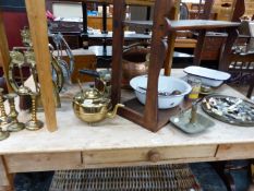 TWO FIRESIDE COMPANION SETS, BRASS KETTLE, SURGICAL INSTRUMENTS, CUTLERY, ETC.