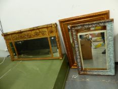 A GROUP OF GILT FRAMED MIRRORS.