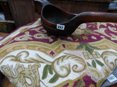 A VINTAGE SCANDINAVIAN KVOSH TYPE BOWL AND A CREWEL WORK TYPE PANEL.