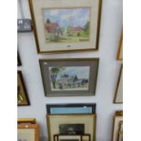 FOUR 20TH CENTURY LANDSCAPE WATERCOLOURS, RURAL SCENES BY DIFFERENT HANDS T/W VARIOYUS DECORATIVE