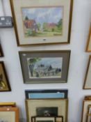 FOUR 20TH CENTURY LANDSCAPE WATERCOLOURS, RURAL SCENES BY DIFFERENT HANDS T/W VARIOYUS DECORATIVE