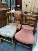 FOUR 19TH C. SIDE CHAIRS INC. A GILT DECORATED EXAMPLE.