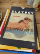 SIX VINTAGE PLAYBOY PLAYMATE CALENDARS DATED 1958,62,63,64,69,AND 73.