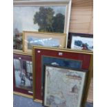 A LARGE COLLECTION OF FURNISHING PICTURES INCLUDING LANDSCAPES, HORSE RACING SUBJECTS ETC