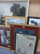 A LARGE COLLECTION OF FURNISHING PICTURES INCLUDING LANDSCAPES, HORSE RACING SUBJECTS ETC