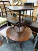 TWO OAK TRIPOD TABLES