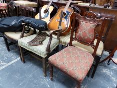 A GROUP OF 19TH C. MAHOGANY DINING CHAIRS.