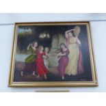T MARSDEN. DANCING CLASSICAL FIGURES- DECORATIVE OIL ON CANVAS SIGNED 81 X 102CM