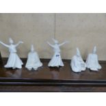 A GROUP OF FIVE DECORATIVE TURKISH FIGURES.