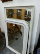 THREE WHITE FRAMED MIRRORS