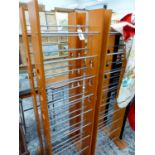 EIGHT SHOE RACKS. H 154.5cms.