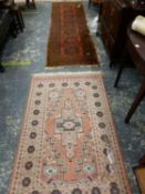 AN AFGHAN RUNNER 290 X 78 CM T/W A SMALL ORIENTAL RUG ( 2)