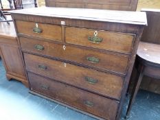 A GEORGE III OAK COUNTRY CHEST OF DRAWERS W 118 X D 54 X H 103CMS.