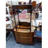 A GEORGIAN MAHOGANY COMMODE, A CUTLERY BOX ON STAND, AND A 19TH C. PEMBROKE TABLE.