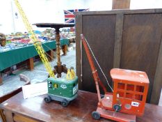 TWO LARGE VINTAGE TOY TIN PLATE CRANES.