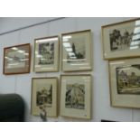 SIX 20TH CENTURY PENCIL SIGNED ETCHINGS OF CONTINENTAL ARCHITECTURAL SCENES AND A FURTHER