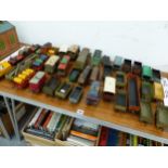 THIRTY SEVEN VARIOUS HORNBY O GAUGE GOODS WAGONS AND TRUCKS